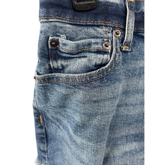 Denizen From Levis Mid-Rise Denim Shorts Sz 5 Blue Frayed Hem Distressed Casual - Picture 11 of 11